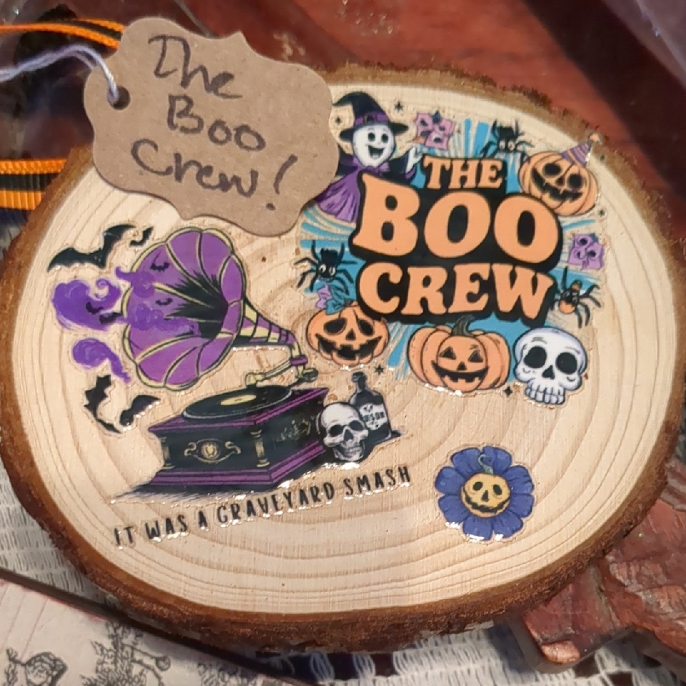 "The Boo Crew" Halloween Wood Slice Ornament